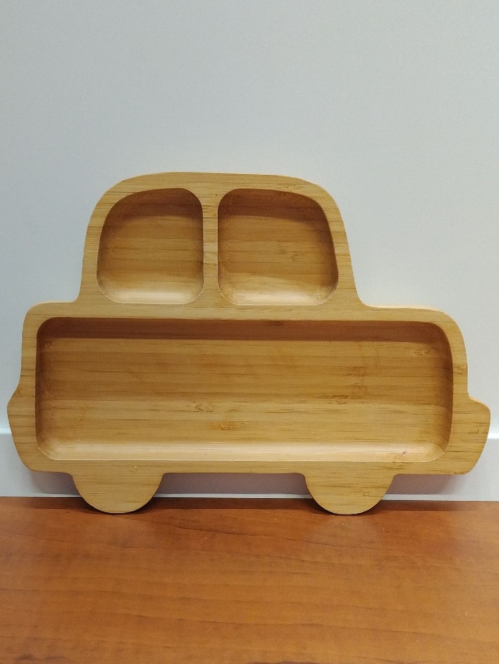 Wooden Car-Shaped Snack Tray - Natural Bamboo